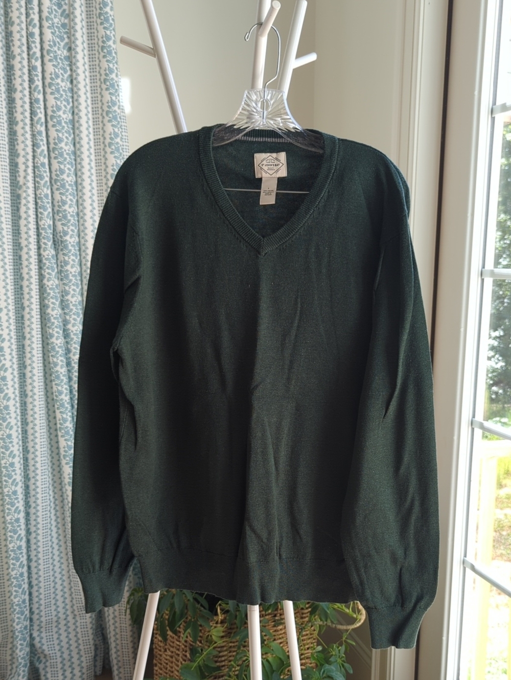 St. John's Bay Men's V-Neck Sweater in Dark Green